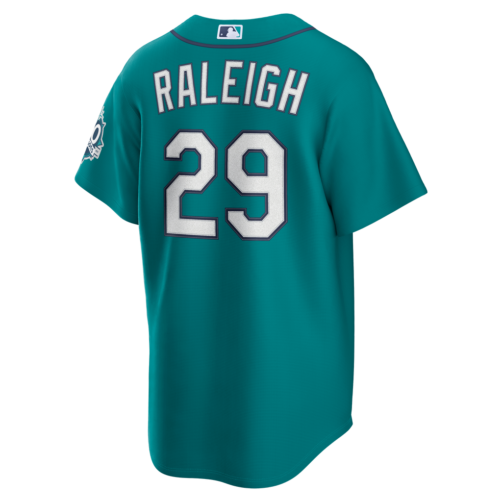 Men's Seattle Mariners Cal Raleigh Nike Teal Alternate 50th Season Patch Stadium Jersey - 4
