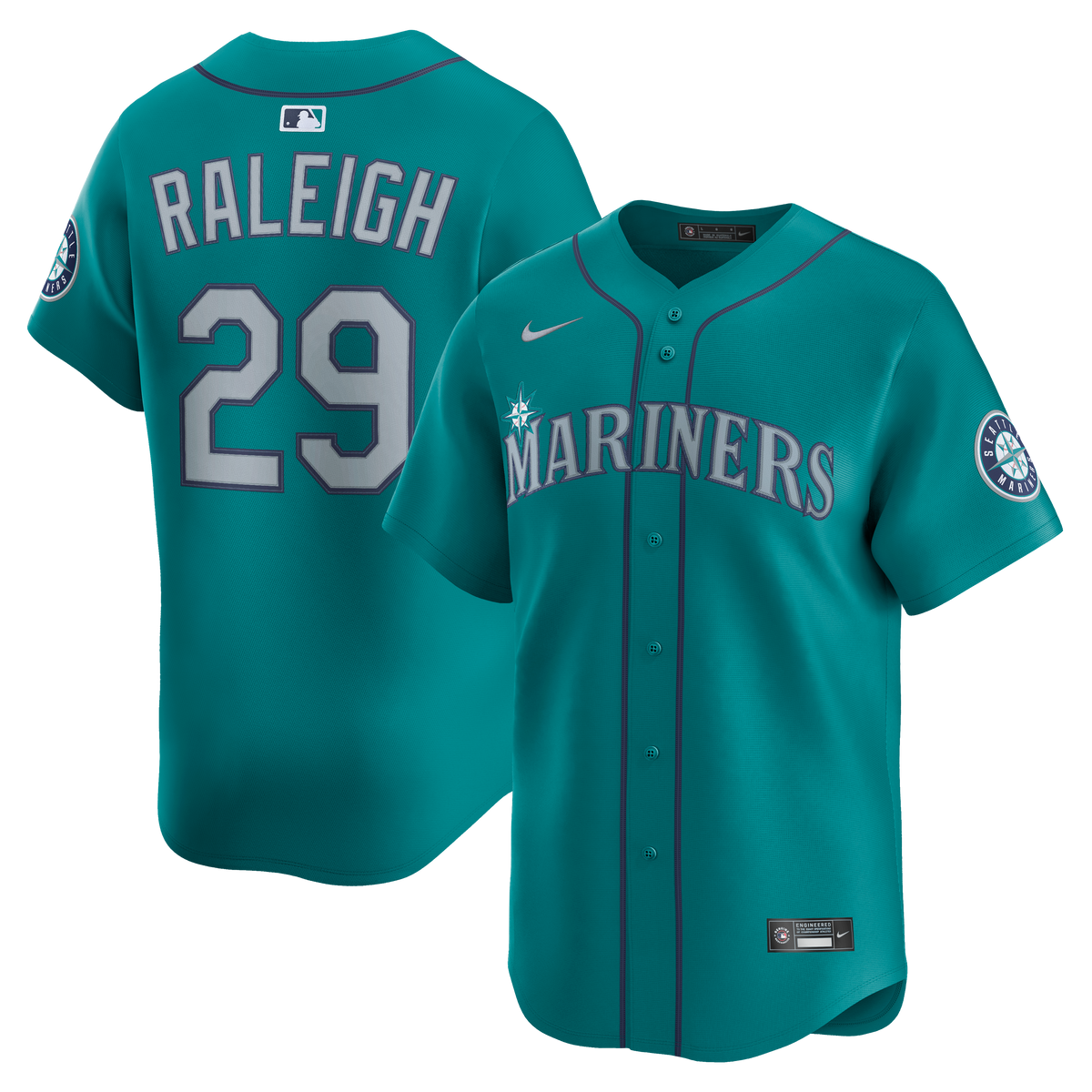 Men's Seattle Mariners Cal Raleigh Nike Teal Alternate Limited Jersey - 2