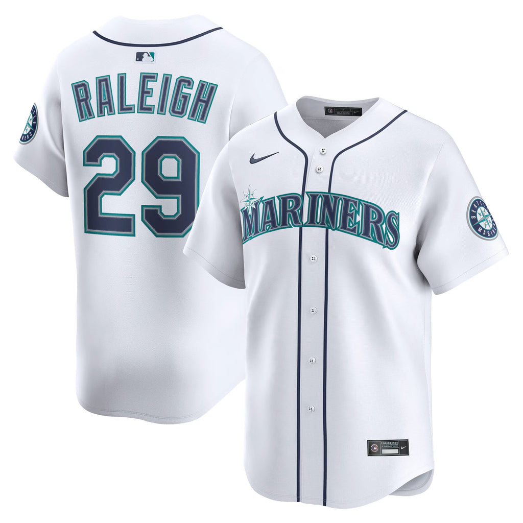 Men's Seattle Mariners Cal Raleigh Nike White Home Limited Player Jersey