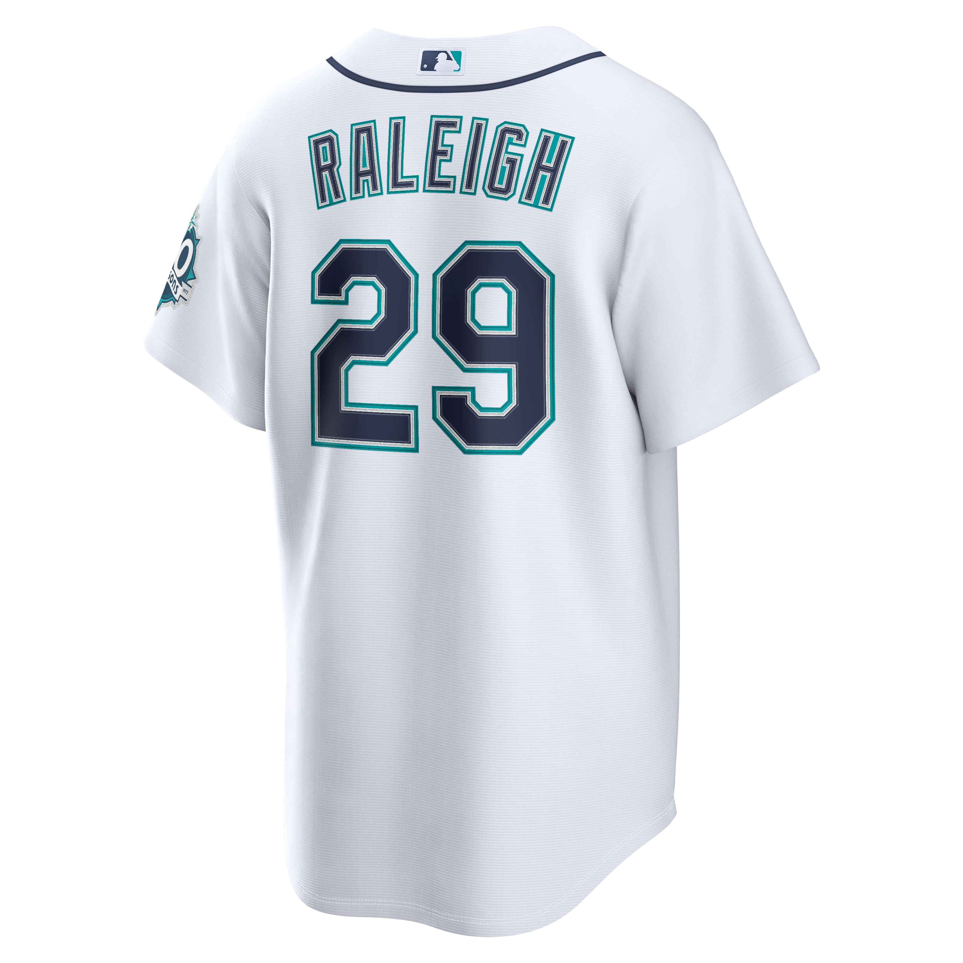 Men's Seattle Mariners Cal Raleigh Nike White Home Stadium 50th Season Patch Jersey - 4