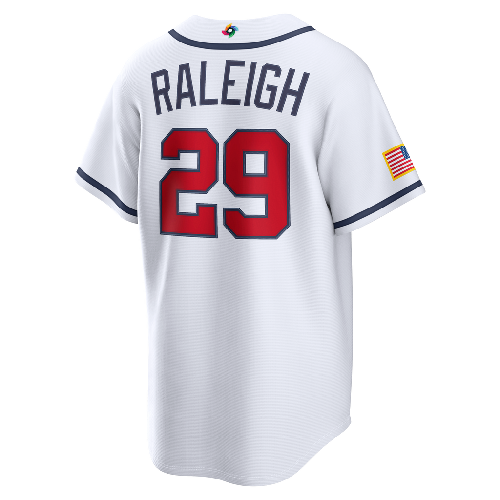 Men's USA Baseball Cal Raleigh Nike White 2026 World Baseball Classic Home Stadium Jersey - 4