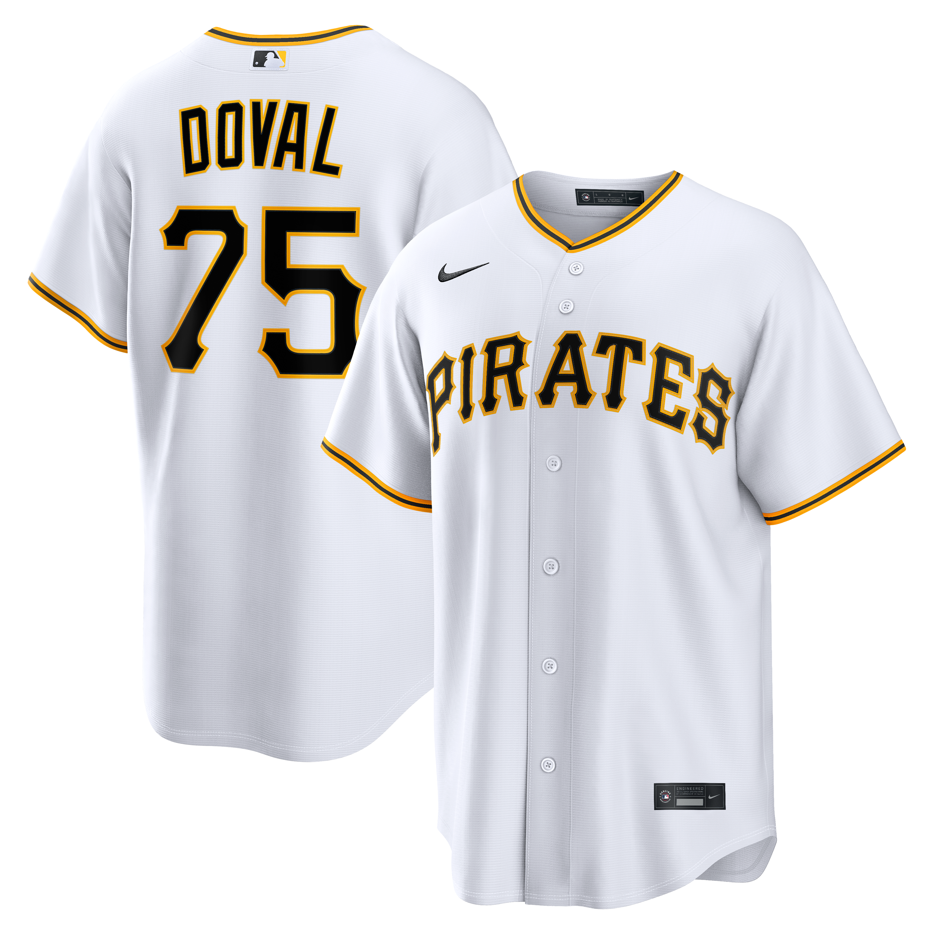 Men's Pittsburgh Pirates Camilo Doval Nike White Home Replica Jersey