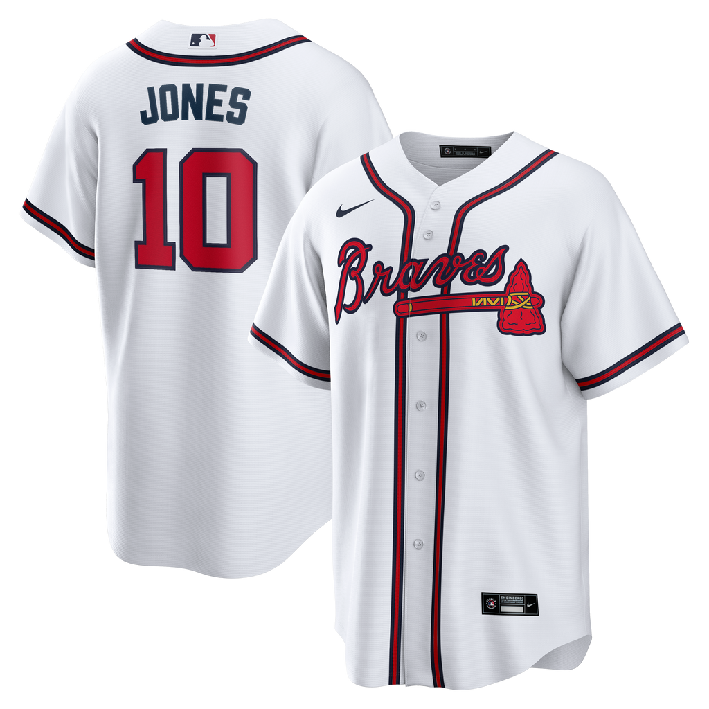 Men's Atlanta Braves Chipper Jones Nike White Home Retired Player Replica Jersey