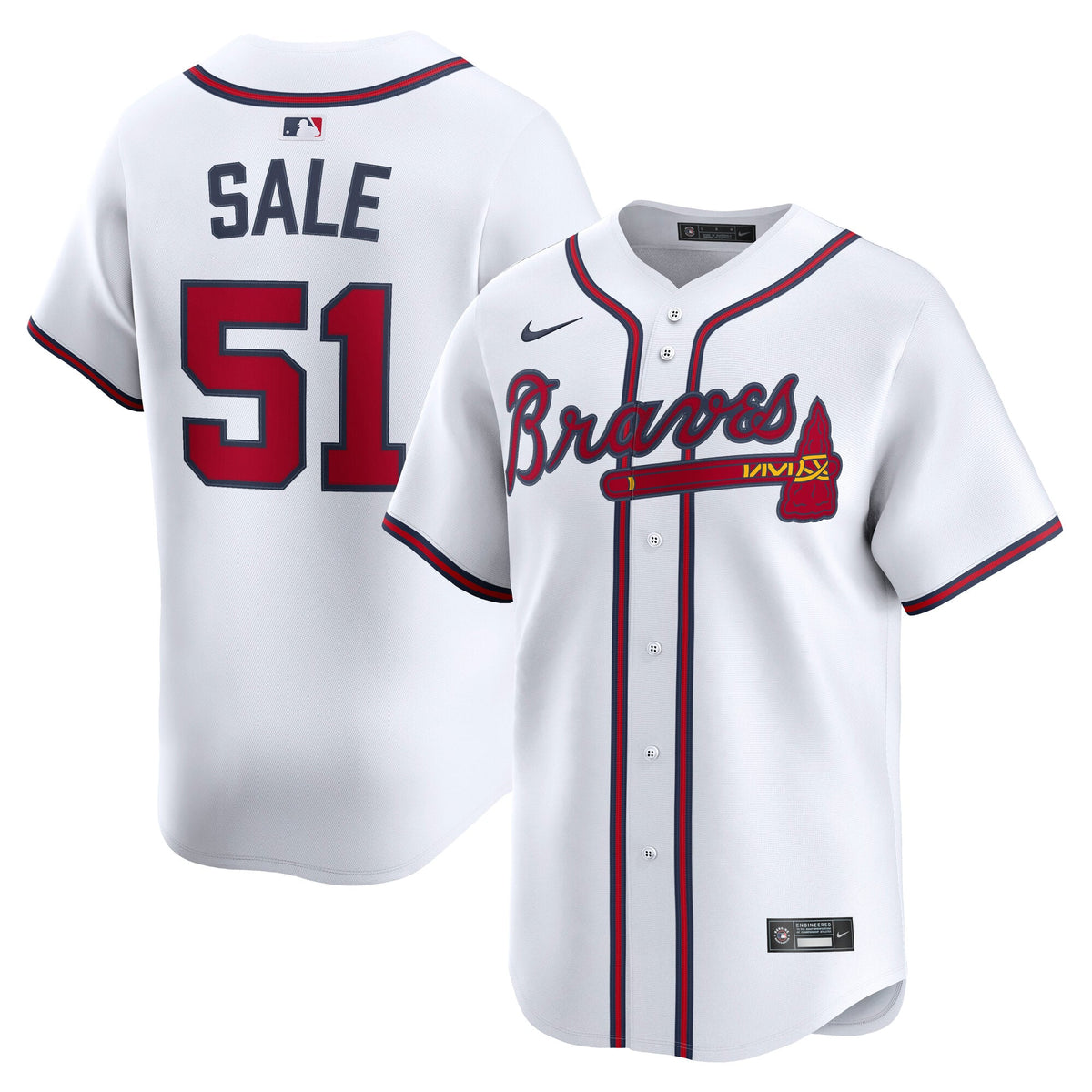 Men's Atlanta Braves Chris Sale Nike White Home Limited Player Jersey - 2
