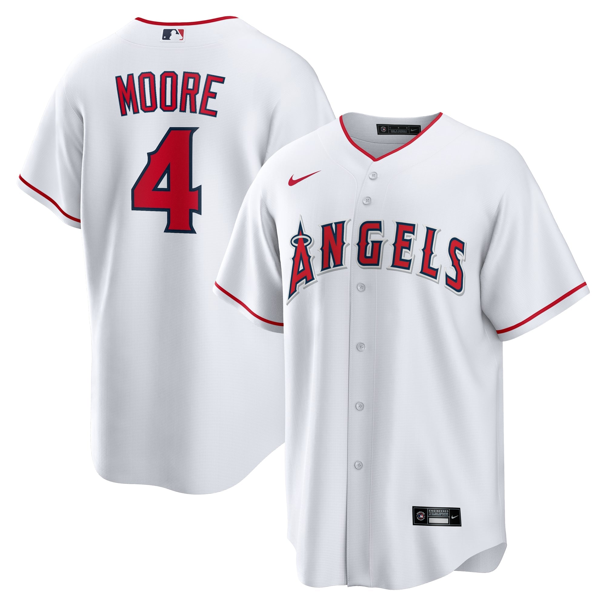 Men's Los Angeles Angels Christian Moore Nike White Home Replica Jersey - 2