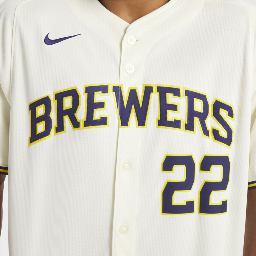 Men's Milwaukee Brewers Christian Yelich Nike Cream Home Limited Player Jersey - 11