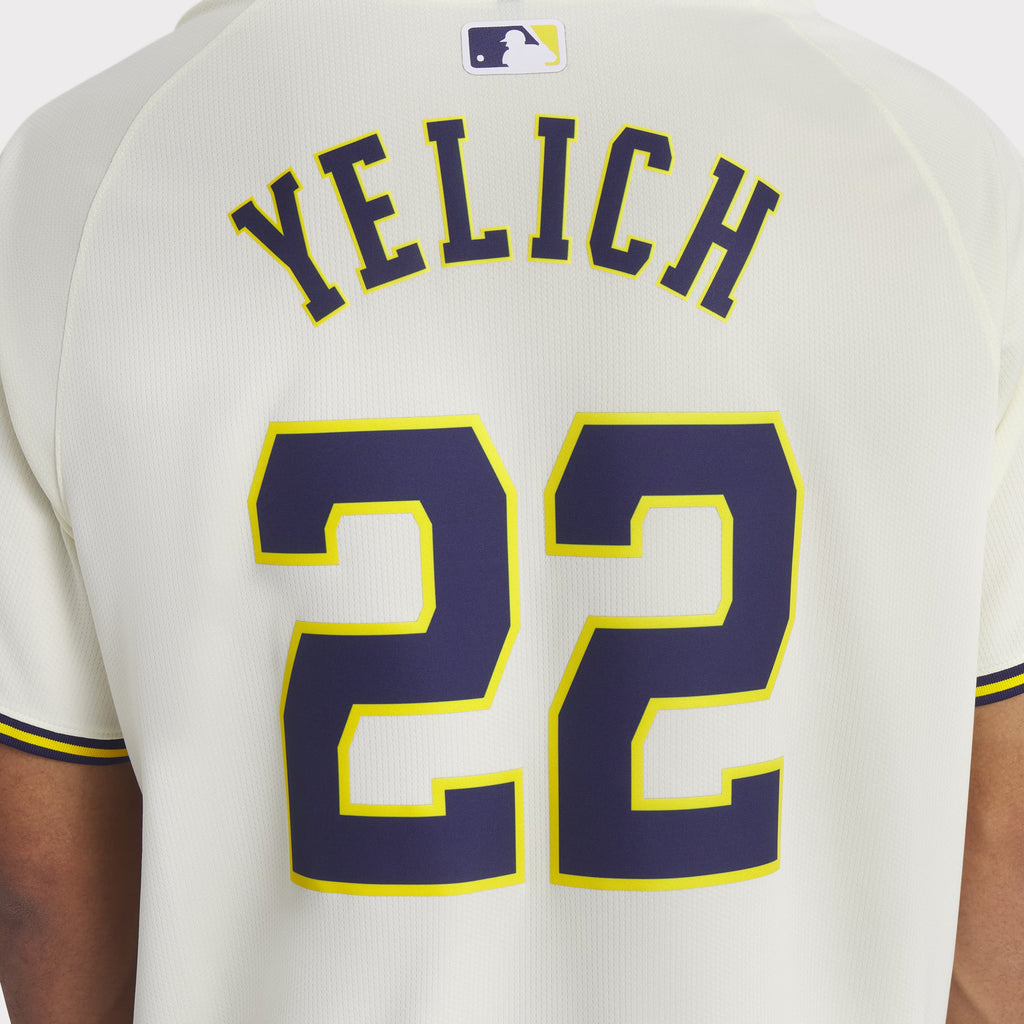 Men's Milwaukee Brewers Christian Yelich Nike Cream Home Limited Player Jersey - 14