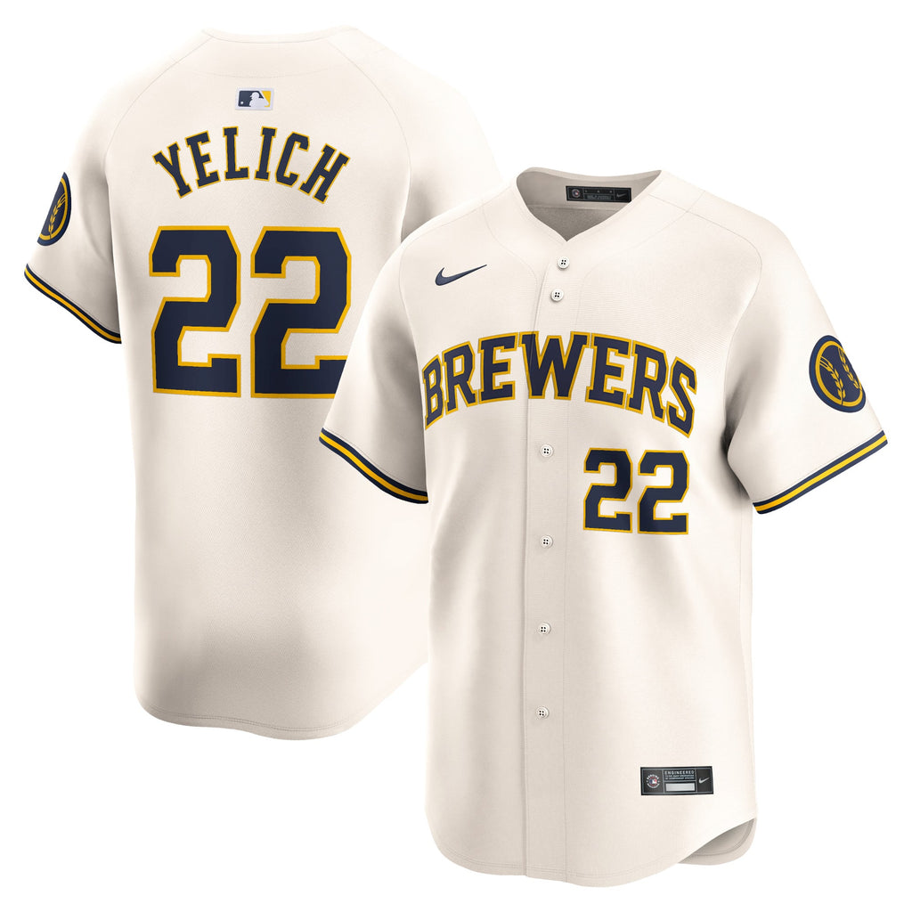 Men's Milwaukee Brewers Christian Yelich Nike Cream Home Limited Player Jersey - 2