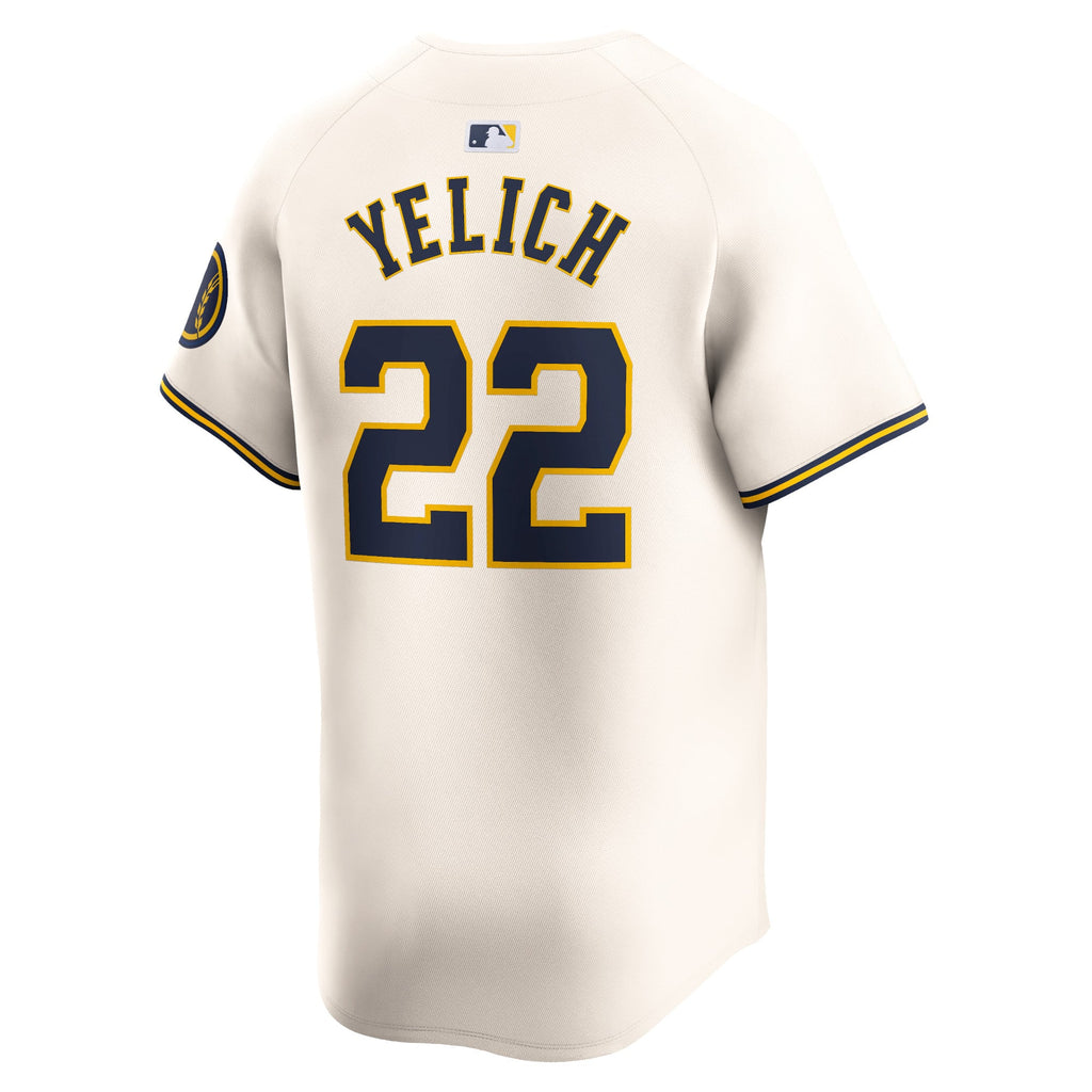 Men's Milwaukee Brewers Christian Yelich Nike Cream Home Limited Player Jersey - 4