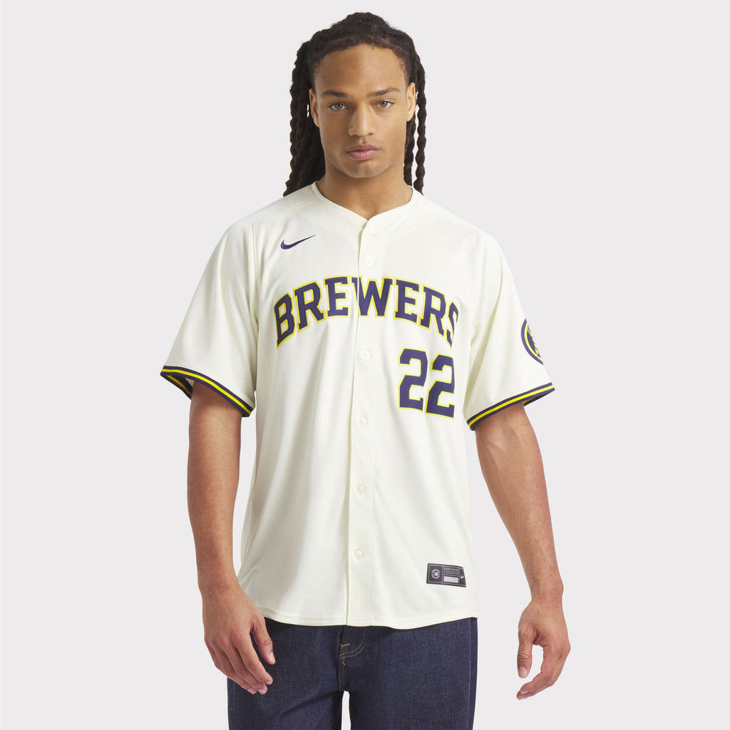 Men's Milwaukee Brewers Christian Yelich Nike Cream Home Limited Player Jersey - 5