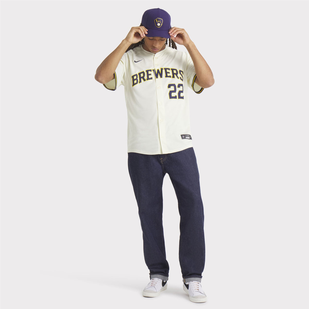Men's Milwaukee Brewers Christian Yelich Nike Cream Home Limited Player Jersey - 8