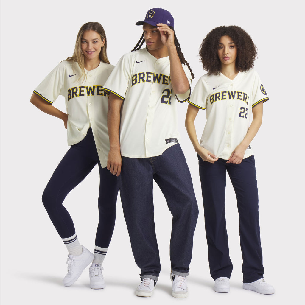Men's Milwaukee Brewers Christian Yelich Nike Cream Home Limited Player Jersey - 9