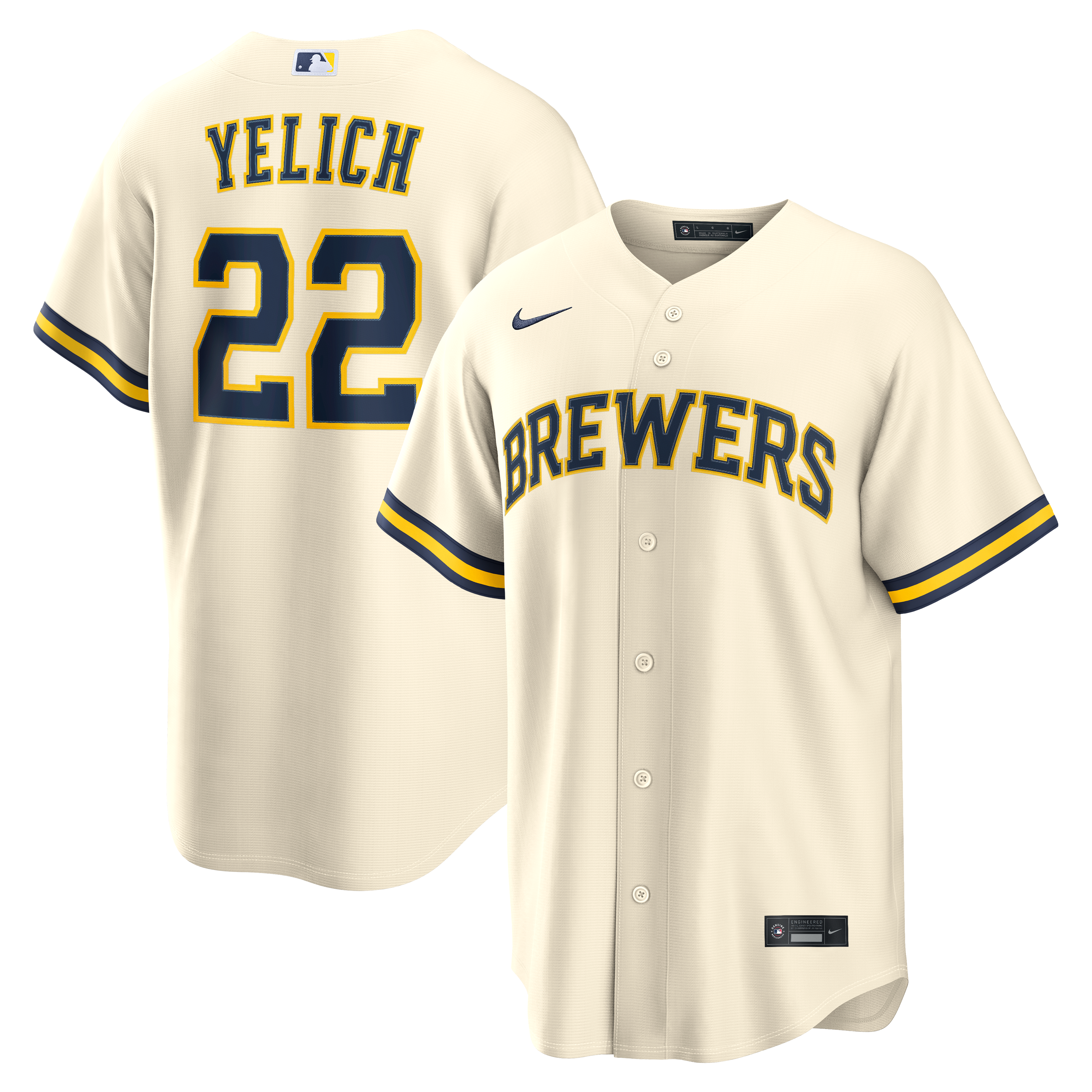 Men's Milwaukee Brewers Christian Yelich Nike Cream Home Replica Jersey - 2