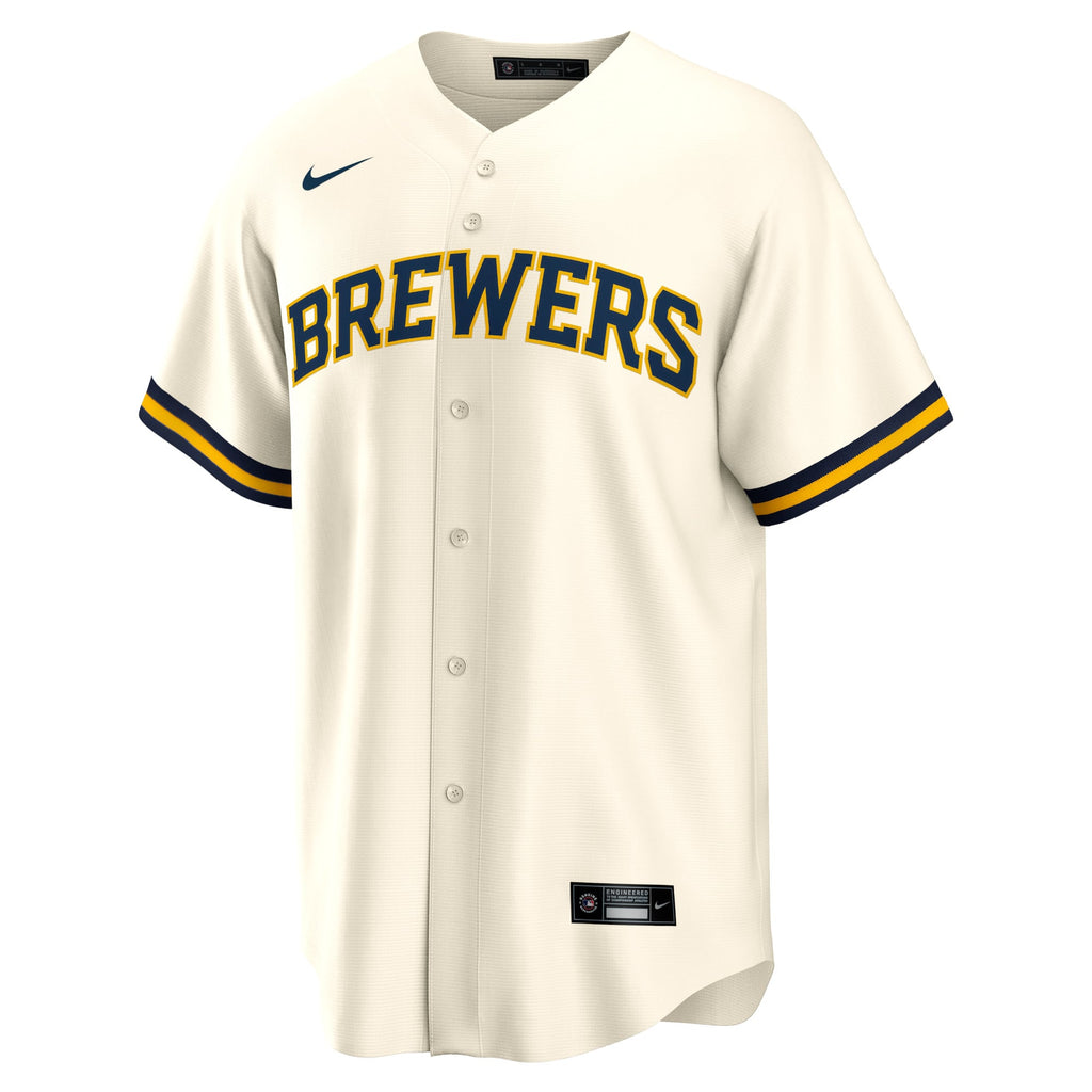 Men's Milwaukee Brewers Christian Yelich Nike Cream Home Replica Player Jersey - 3