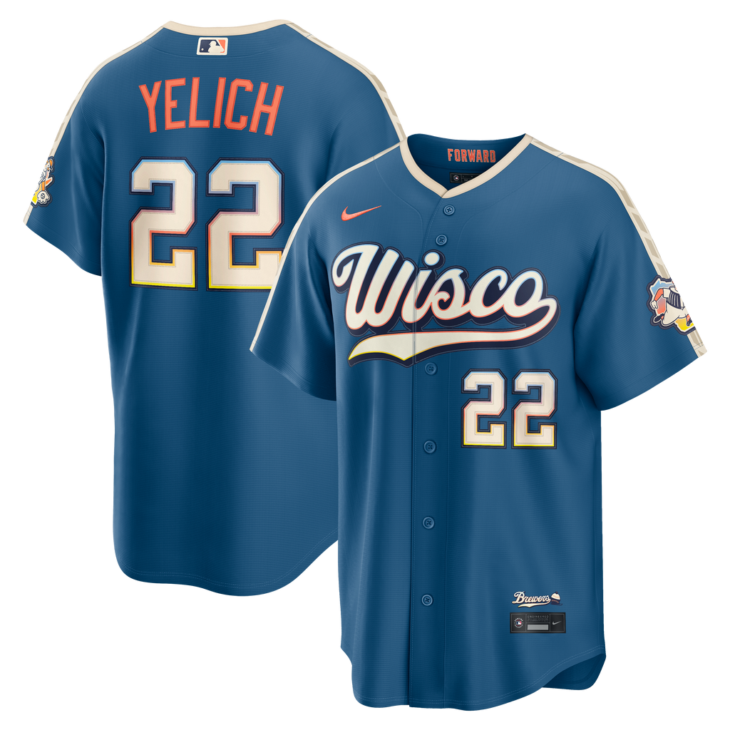 Men's Milwaukee Brewers Christian Yelich Nike Mineral Blue 2026 City Connect Stadium Jersey - 2