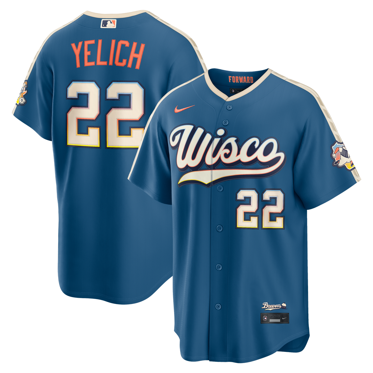 Men's Milwaukee Brewers Christian Yelich Nike Mineral Blue 2026 City Connect Stadium Jersey - 2