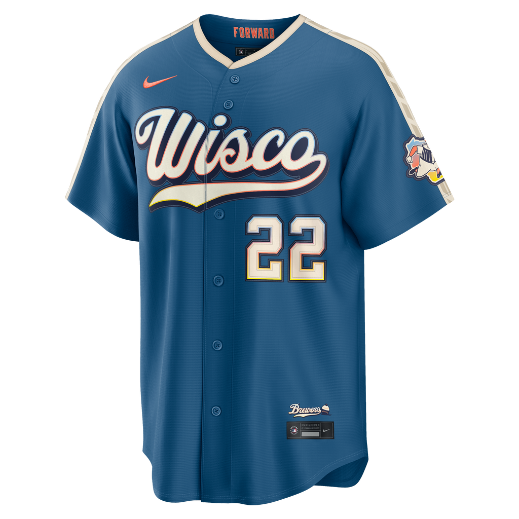 Men's Milwaukee Brewers Christian Yelich Nike Mineral Blue 2026 City Connect Stadium Jersey - 3