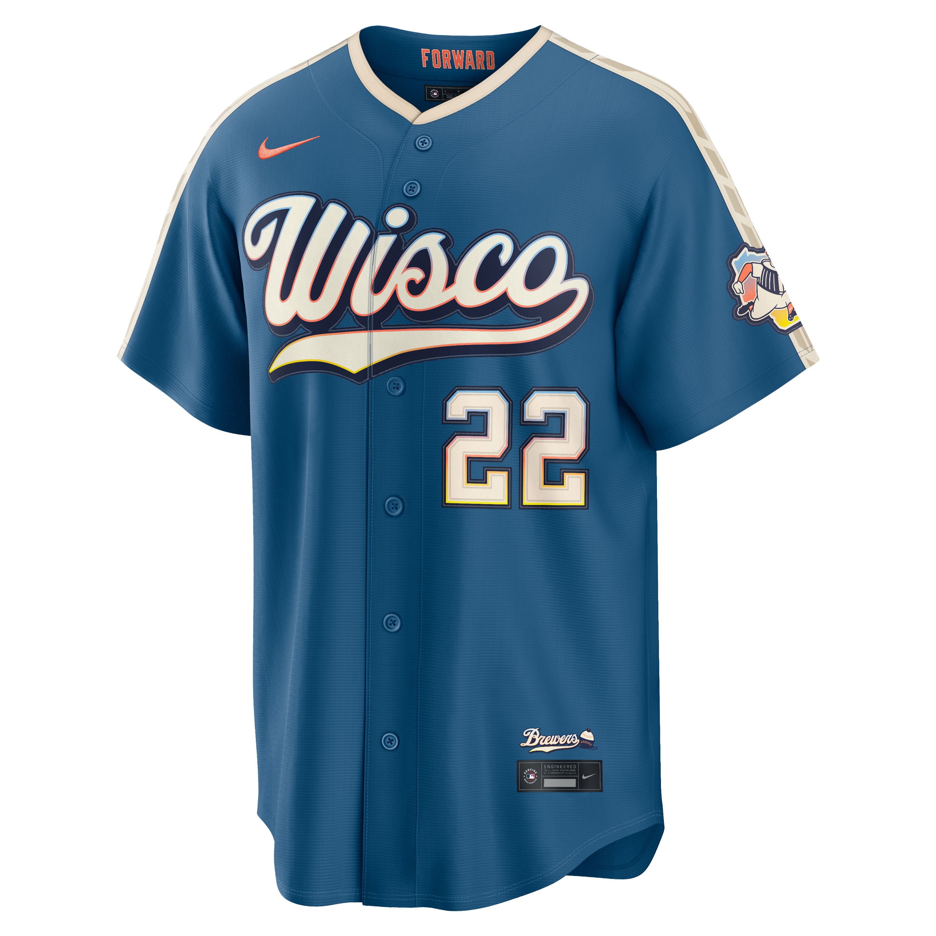 Men's Milwaukee Brewers Christian Yelich Nike Mineral Blue 2026 City Connect Stadium Jersey - 3