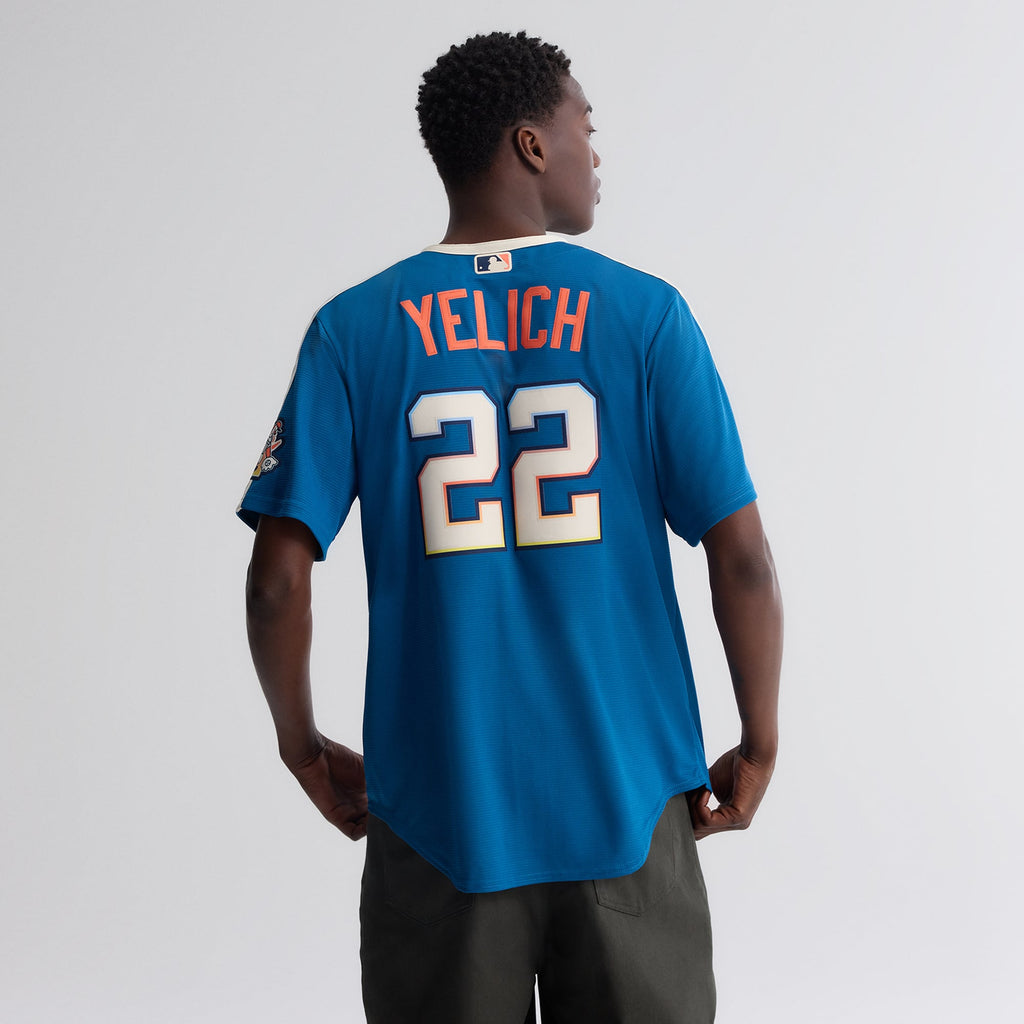 Men's Milwaukee Brewers Christian Yelich Nike Mineral Blue 2026 City Connect Stadium Jersey - 6