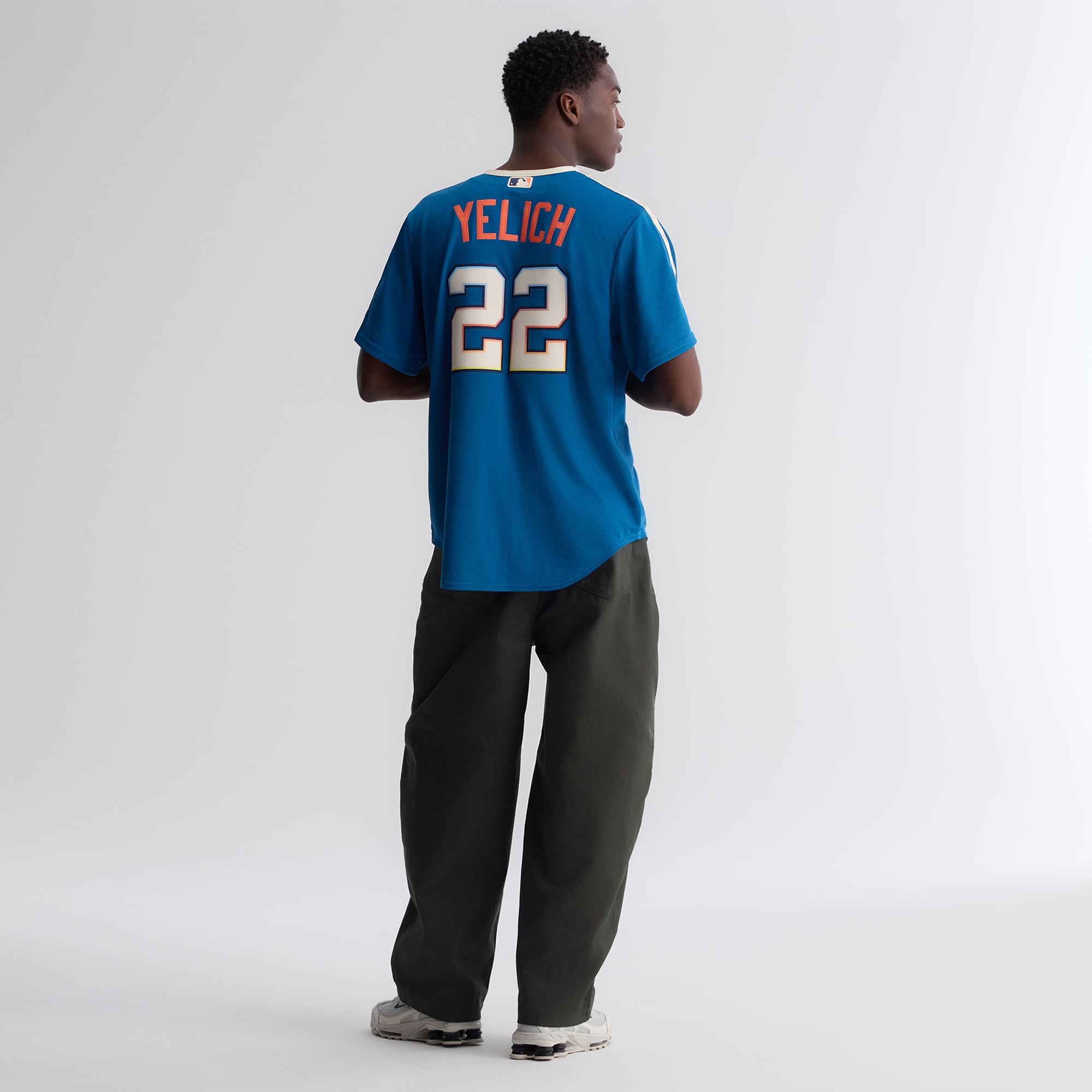 Men's Milwaukee Brewers Christian Yelich Nike Mineral Blue 2026 City Connect Stadium Jersey - 8