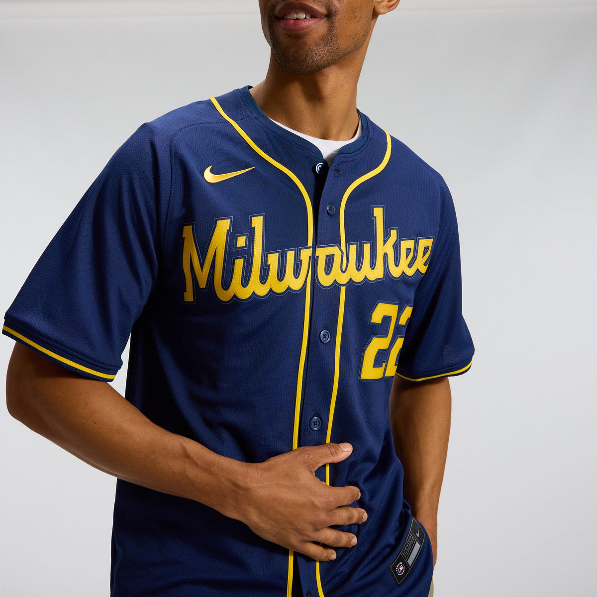Men's Milwaukee Brewers Christian Yelich Nike Navy Alternate Limited Jersey - 11