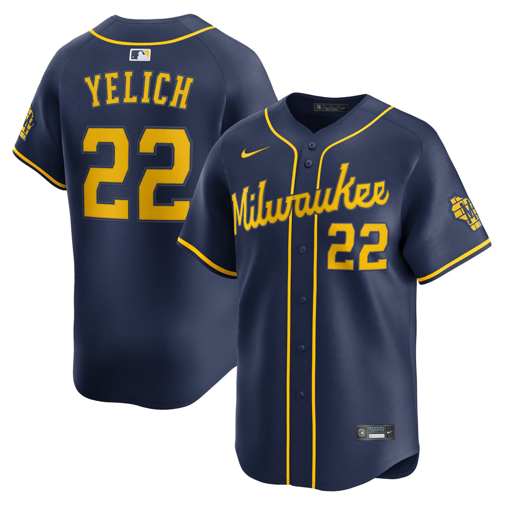 Men's Milwaukee Brewers Christian Yelich Nike Navy Alternate Limited Jersey - 2