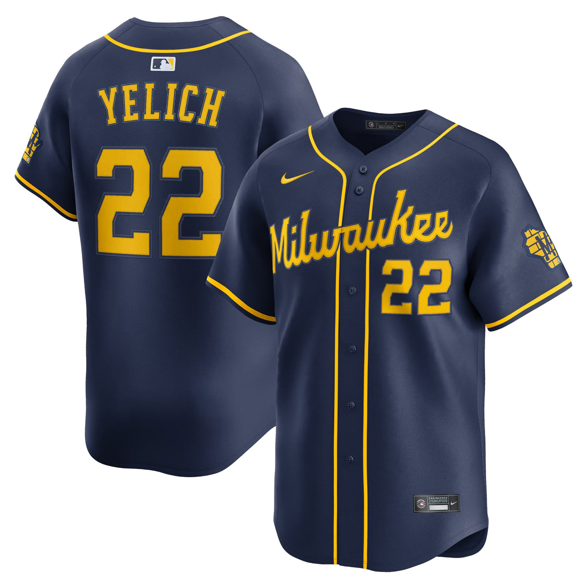 Men's Milwaukee Brewers Christian Yelich Nike Navy Alternate Limited Jersey - 2