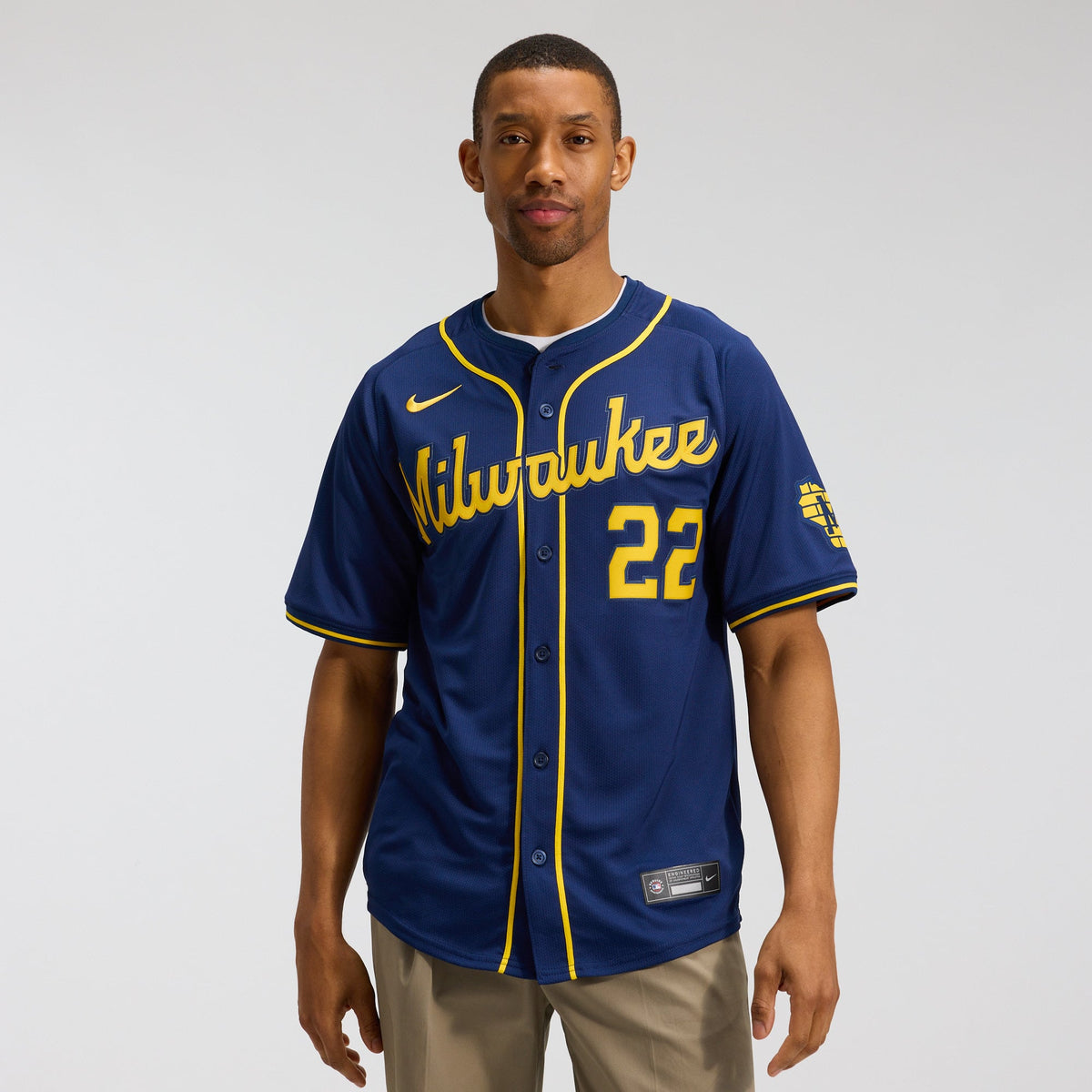 Men's Milwaukee Brewers Christian Yelich Nike Navy Alternate Limited Jersey - 3