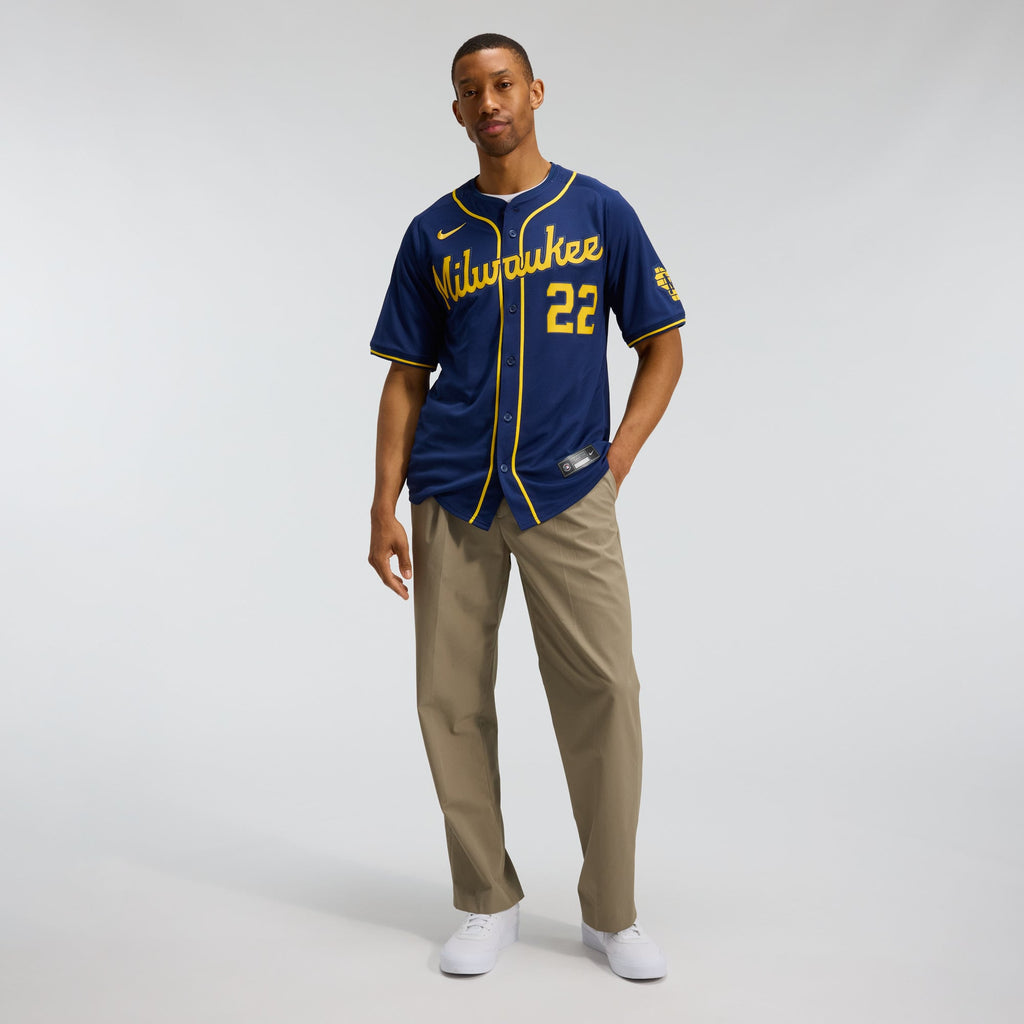 Men's Milwaukee Brewers Christian Yelich Nike Navy Alternate Limited Jersey - 5