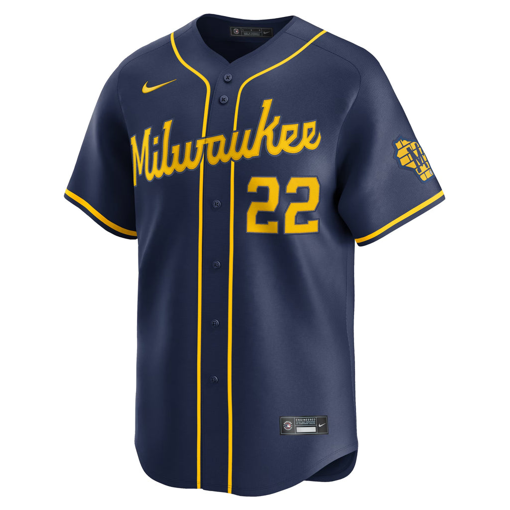 Men's Milwaukee Brewers Christian Yelich Nike Navy Alternate Limited Jersey - 7