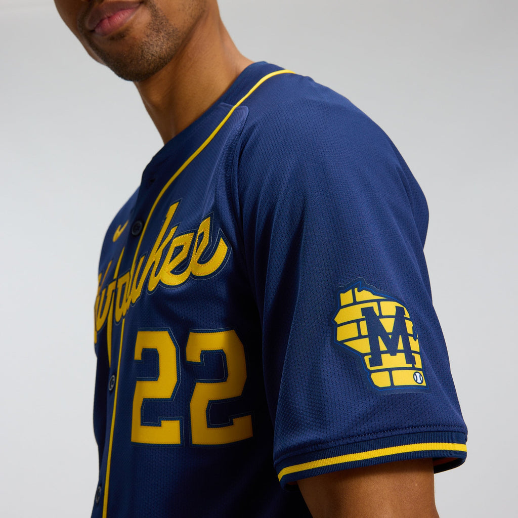 Men's Milwaukee Brewers Christian Yelich Nike Navy Alternate Limited Jersey - 9