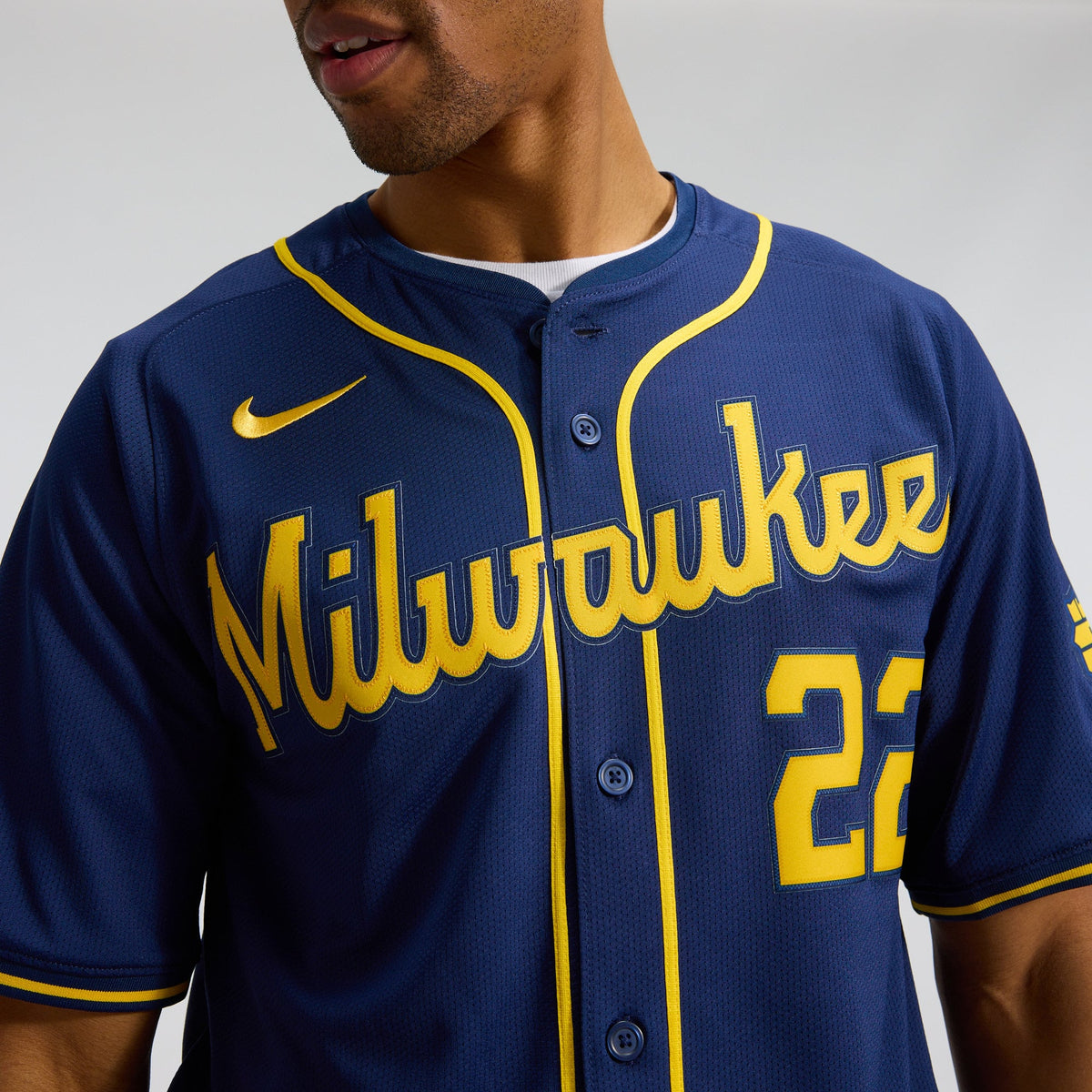 Men's Milwaukee Brewers Christian Yelich Nike Navy Alternate Limited Jersey - 10