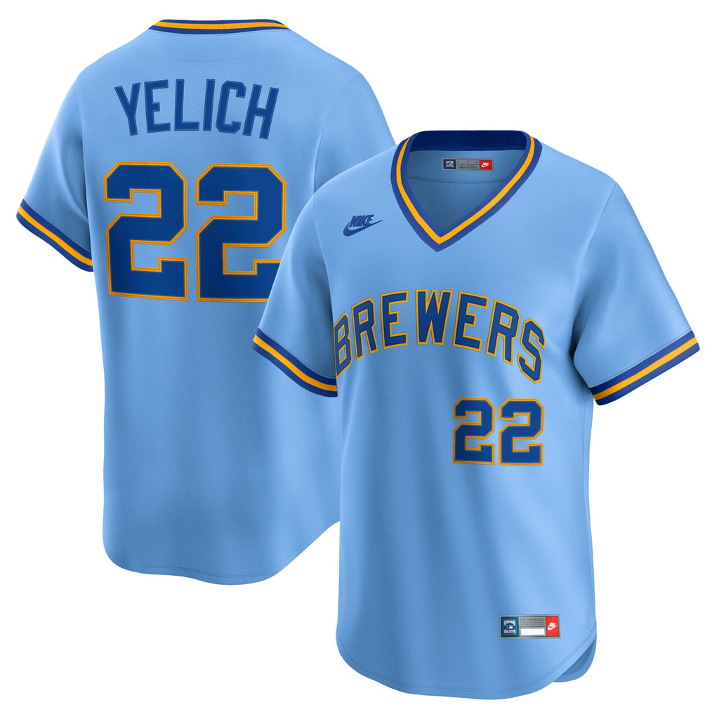 Men's Milwaukee Brewers Christian Yelich Nike Powder Blue Cooperstown Collection Limited Jersey - 2