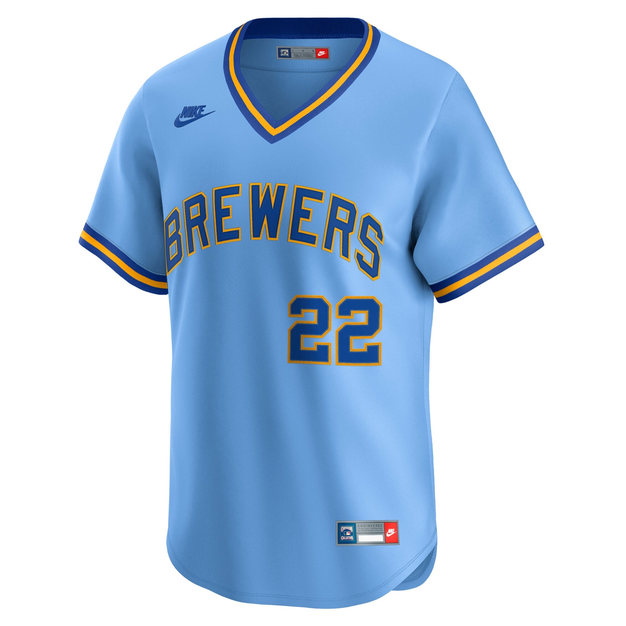 Men's Milwaukee Brewers Christian Yelich Nike Powder Blue Cooperstown Collection Limited Jersey - 3