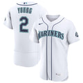 Men's Seattle Mariners Cole Young Nike White Home 50th Season Authentic Jersey