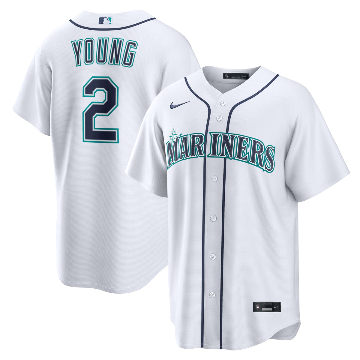 Men's Seattle Mariners Cole Young Nike White Home Replica Jersey