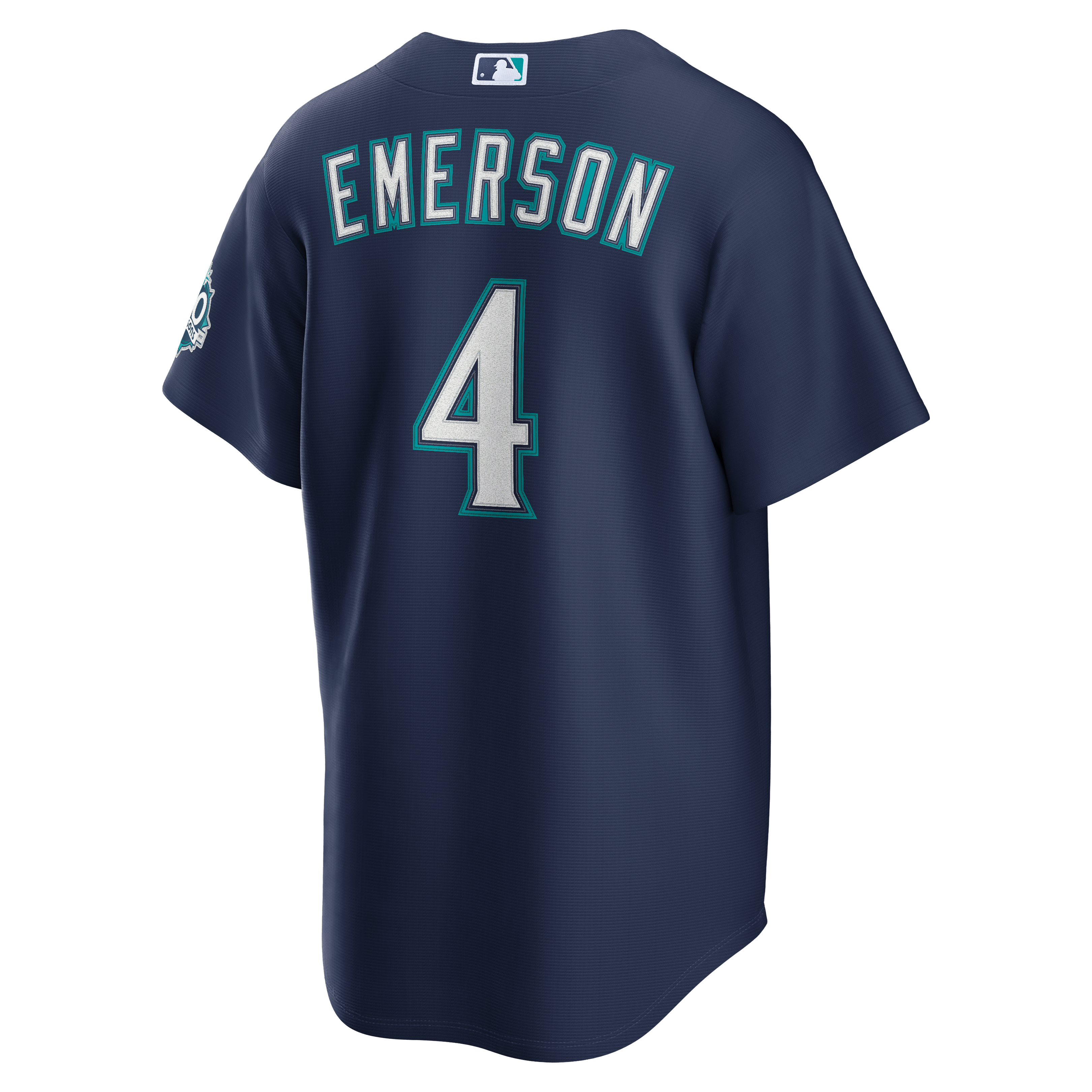 Men's Seattle Mariners Colt Emerson Nike Navy Road 50th Season Anniversary Patch Stadium Jersey - 4