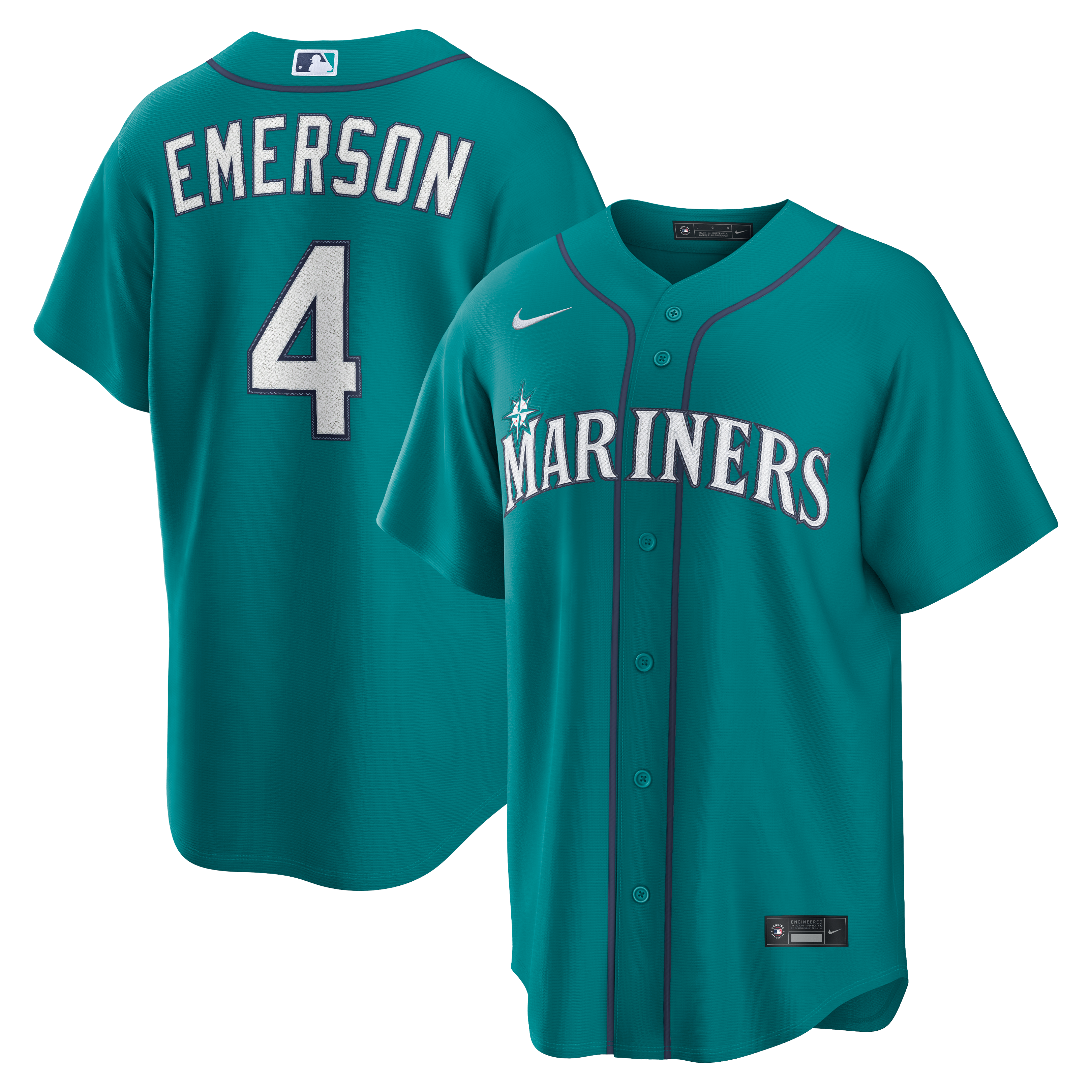 Men's Seattle Mariners Colt Emerson Nike Teal Alternate Replica Jersey - 2