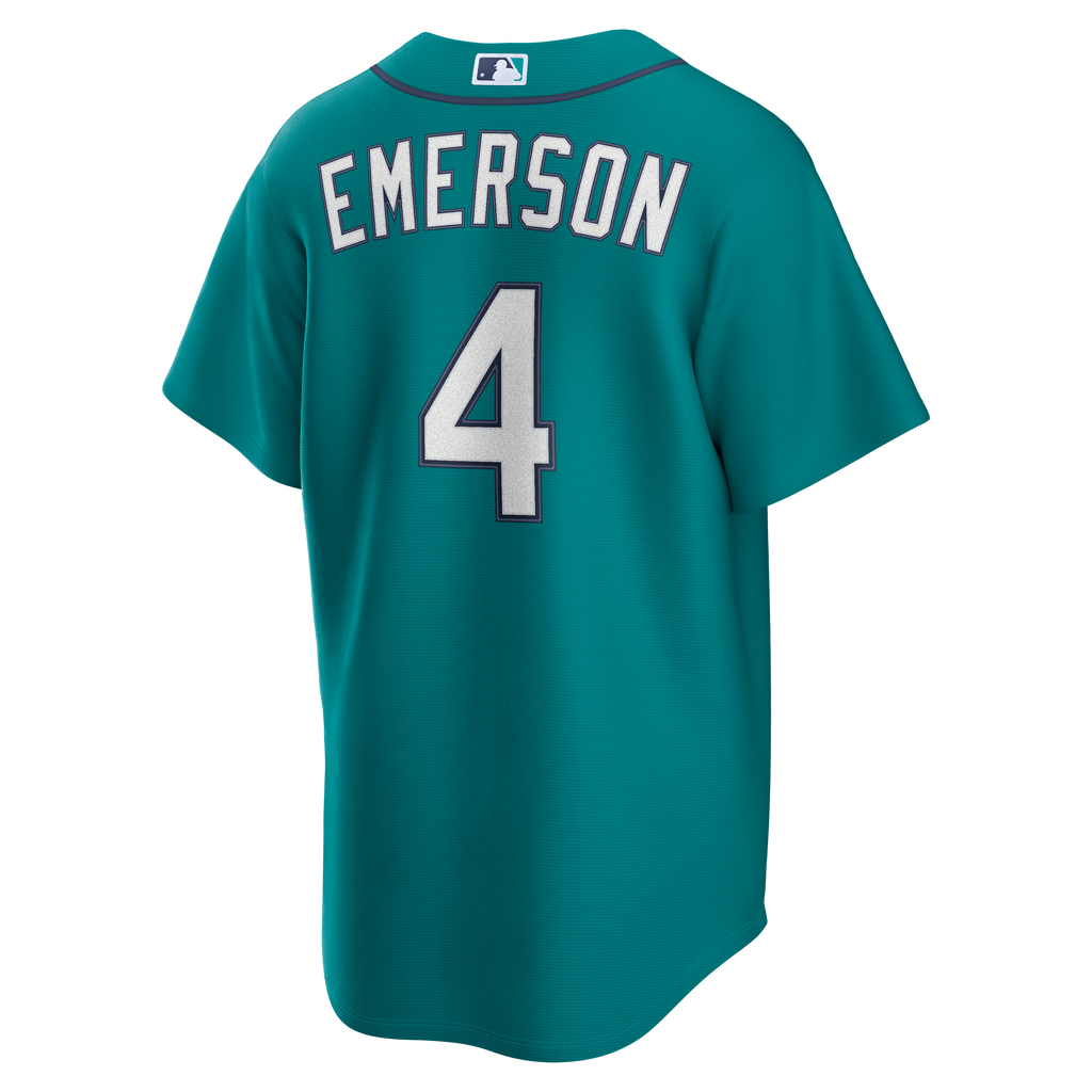 Men's Seattle Mariners Colt Emerson Nike Teal Alternate Replica Jersey - 4