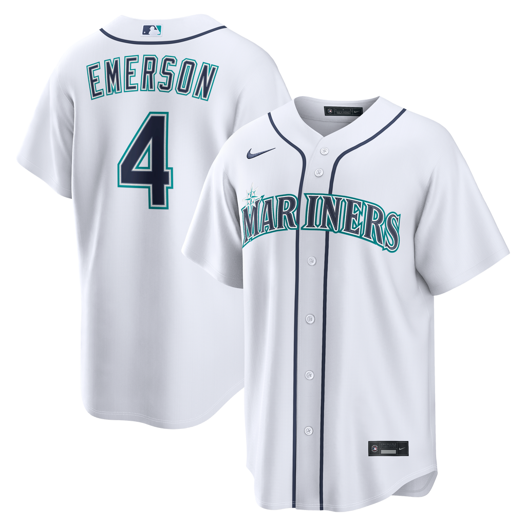 Men's Seattle Mariners Colt Emerson Nike White Home Replica Jersey - 2