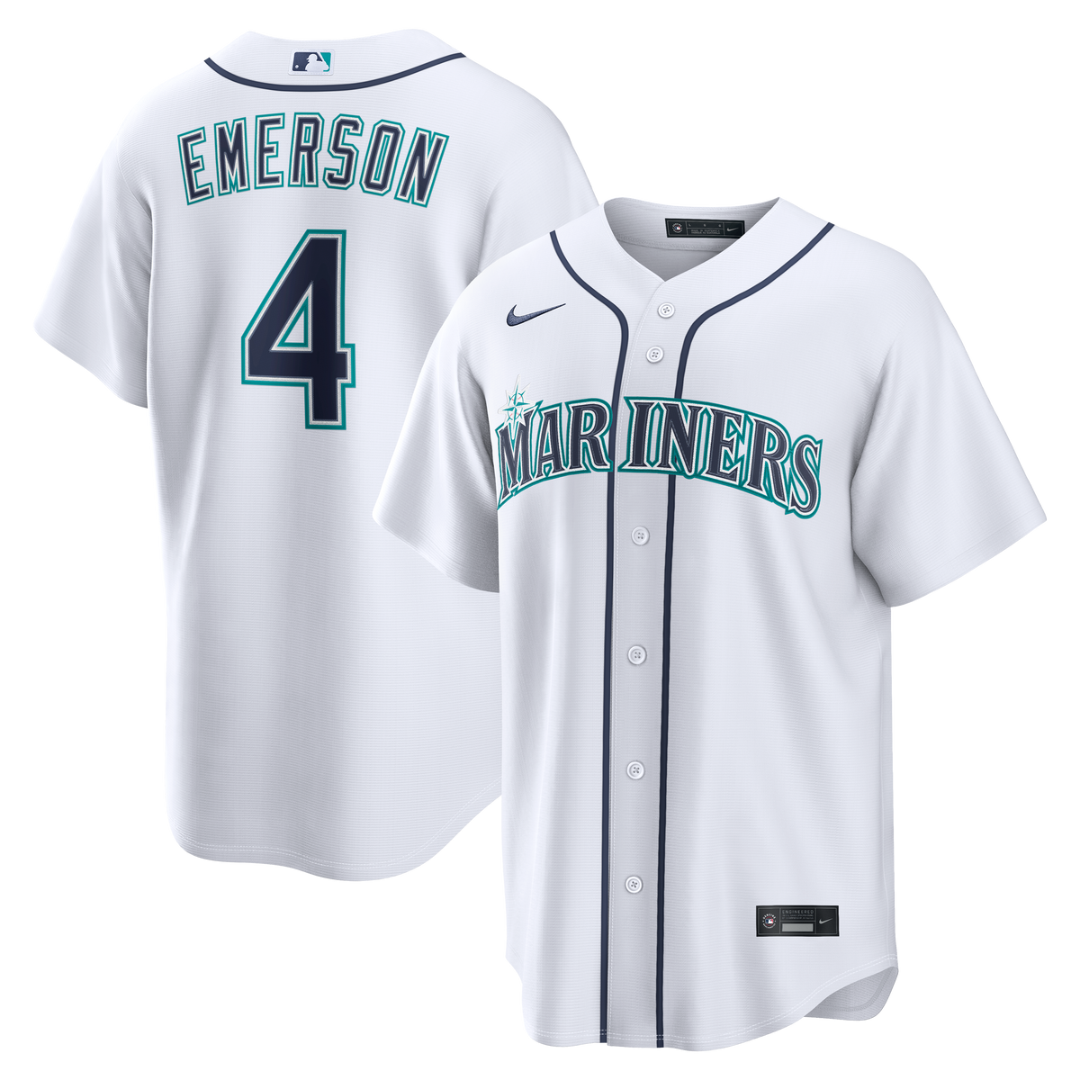 Men's Seattle Mariners Colt Emerson Nike White Home Replica Jersey - 2
