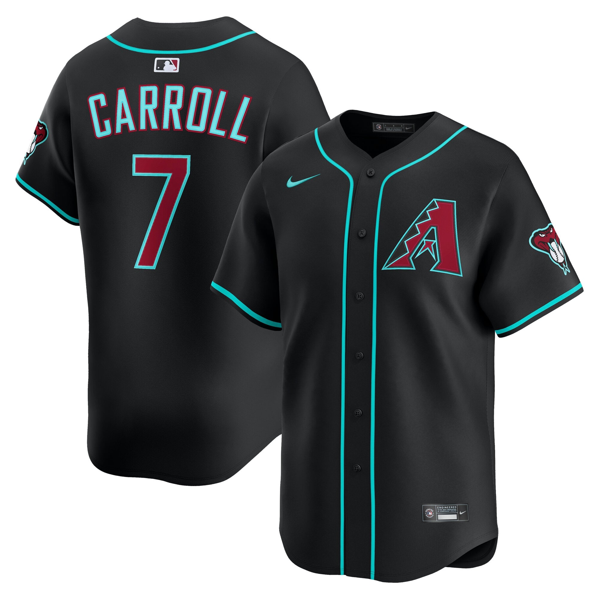 Men's Arizona Diamondbacks Corbin Carroll Nike Black Alternate Limited Player Jersey - 2