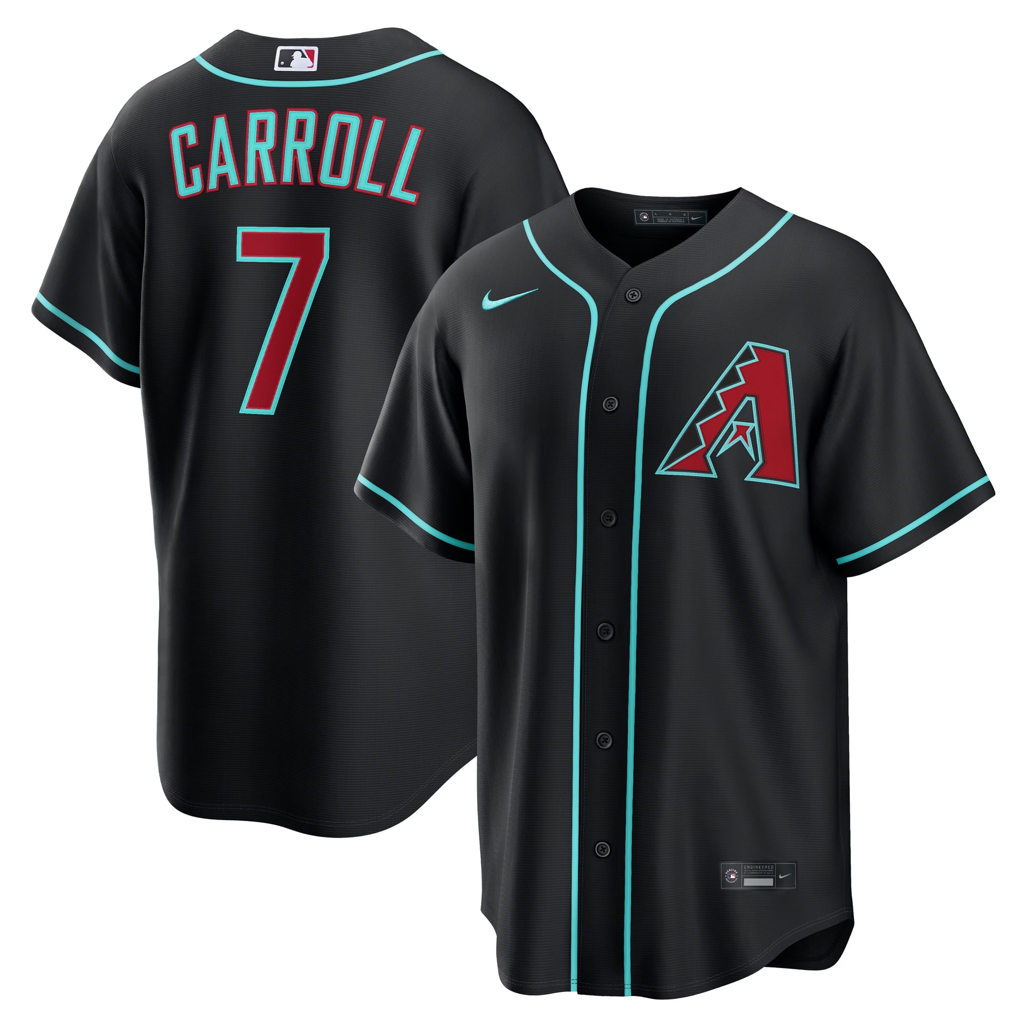 Men's Arizona Diamondbacks Corbin Carroll Nike Black Alternate Replica Jersey - 2