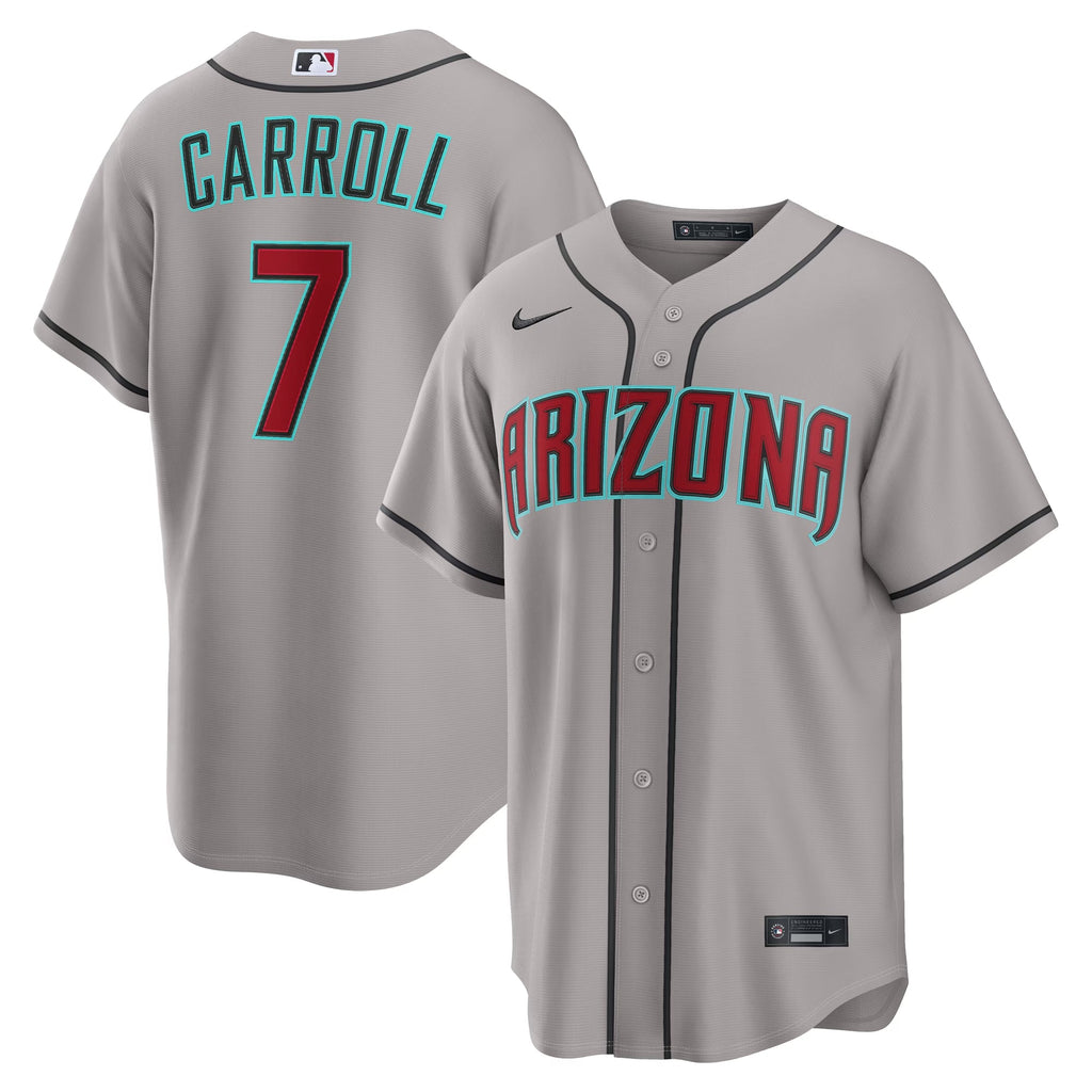 Men's Arizona Diamondbacks Corbin Carroll Nike Gray Road Replica Jersey