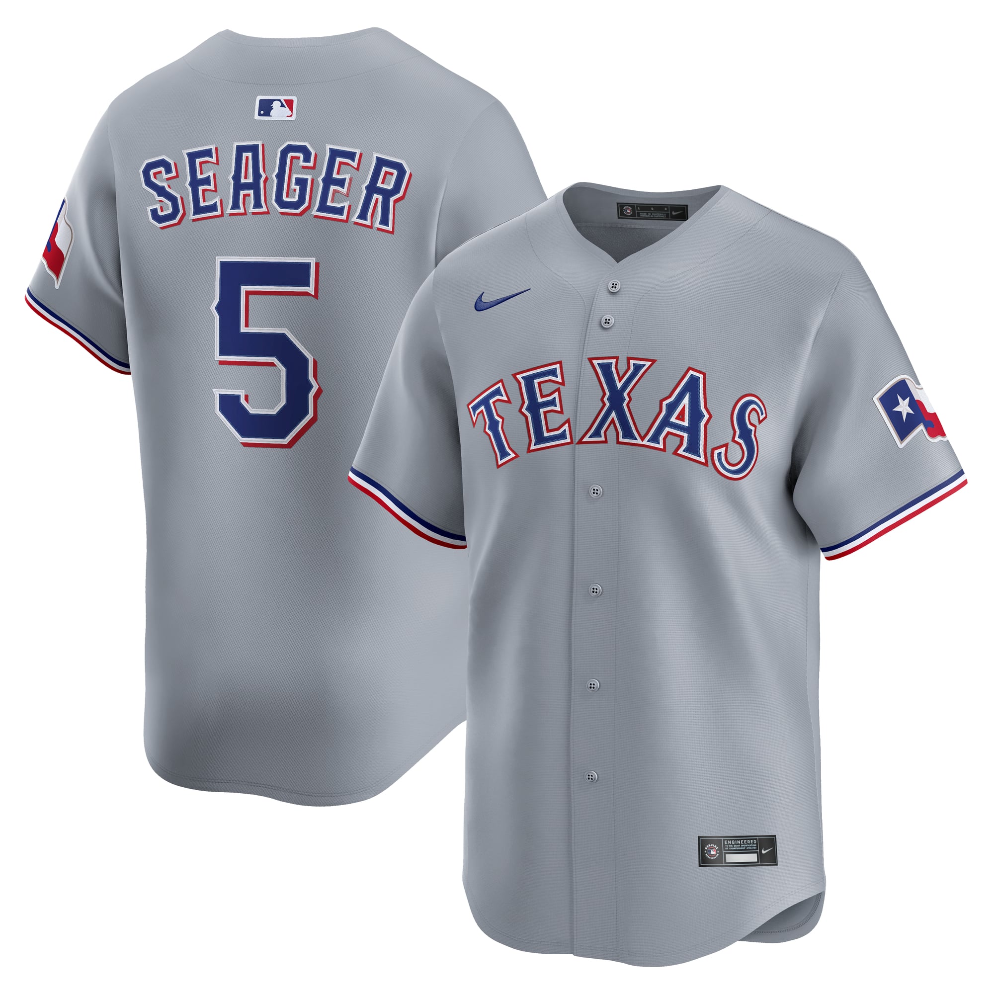Men's Texas Rangers Corey Seager Nike Gray Road Limited Jersey - 2