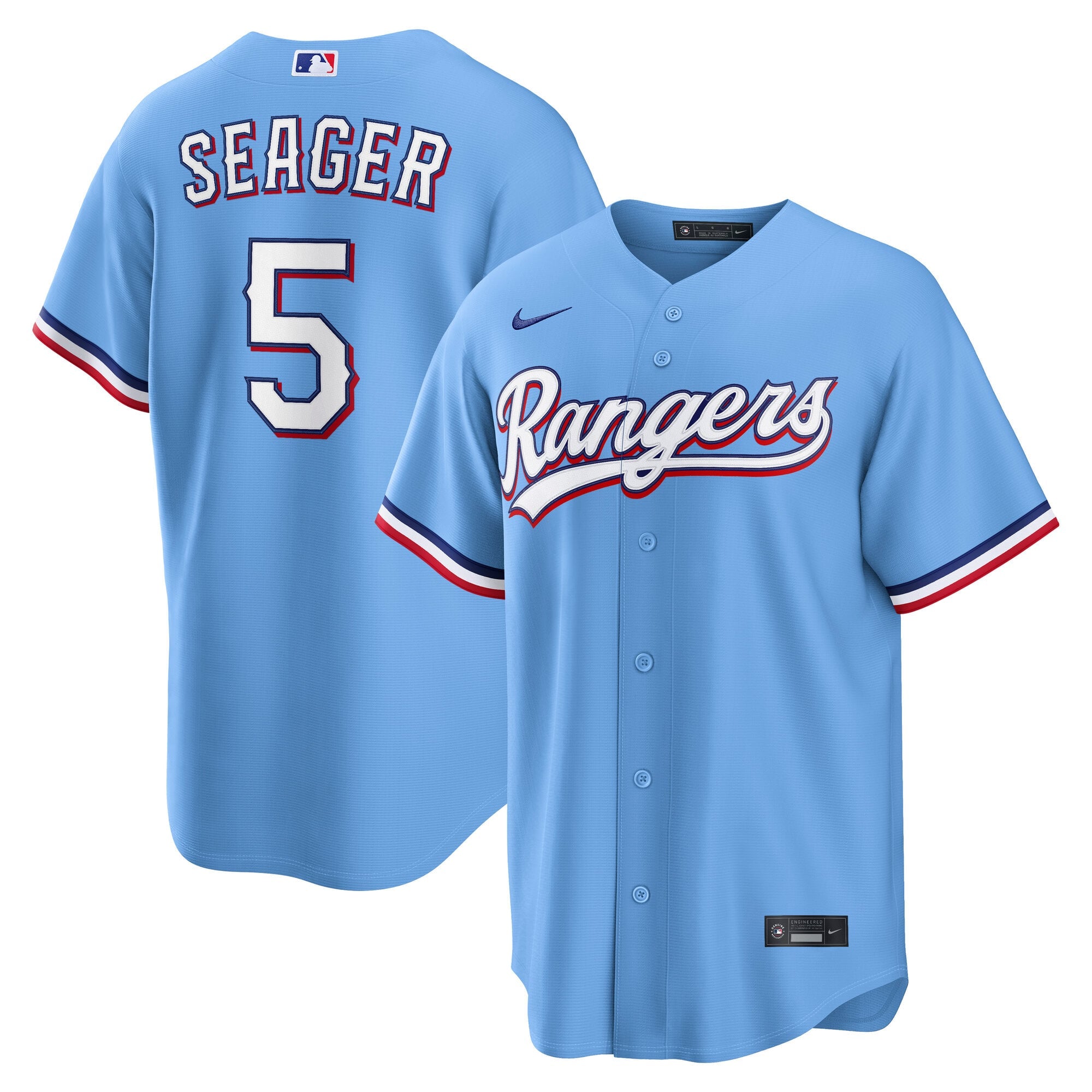 Men's Texas Rangers Corey Seager Nike Light Blue Alternate Replica Jersey - 2