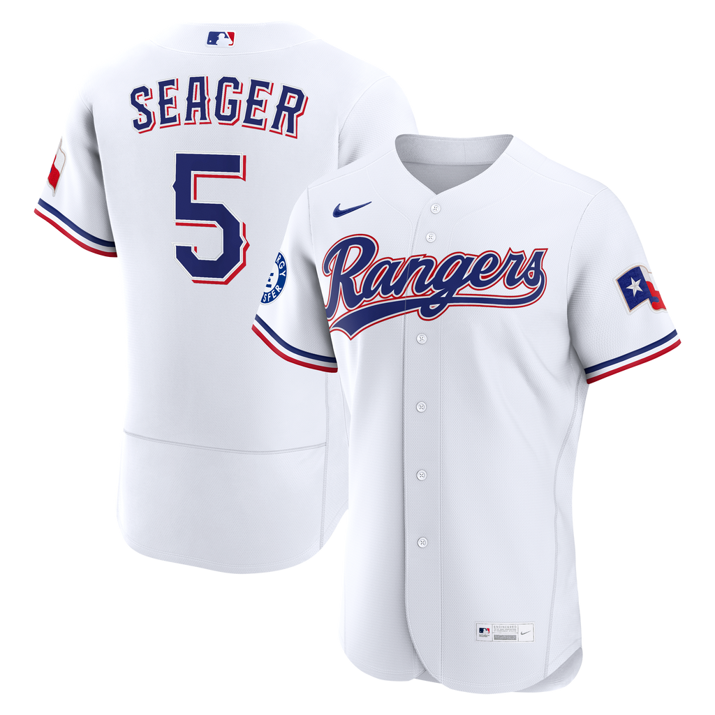 Men's Texas Rangers Corey Seager Nike White Home Authentic Sponsor Patch Jersey