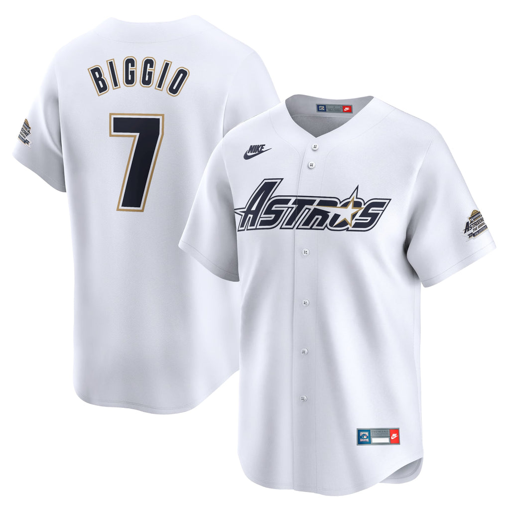 Men's Houston Astros Craig Biggio Nike White Throwback Cooperstown Collection Limited Jersey - 2