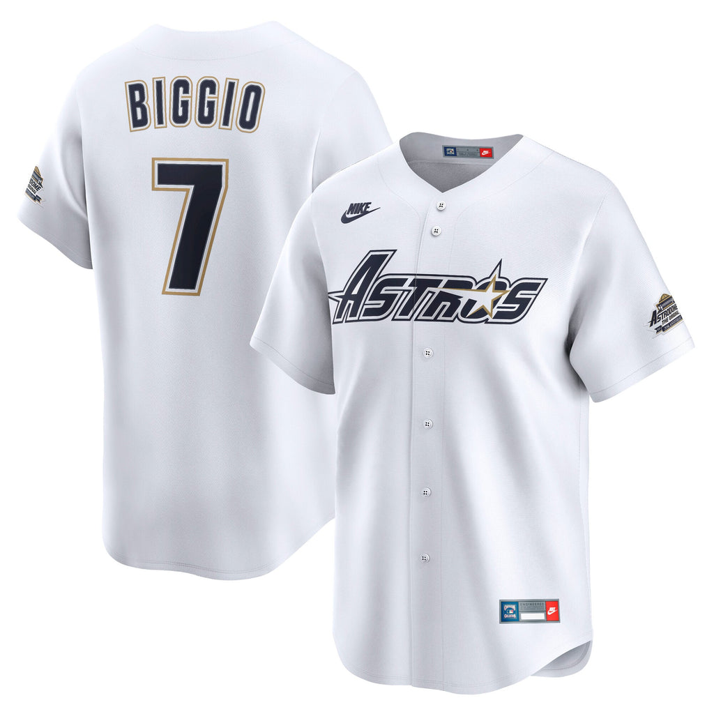 Men's Houston Astros Craig Biggio Nike White Throwback Cooperstown Collection Limited Jersey - 2