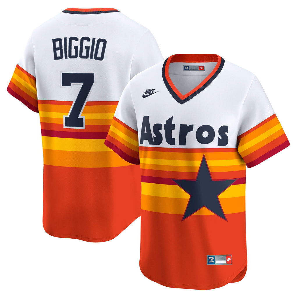 Men's Houston Astros Craig Biggio Nike White Throwback Cooperstown Collection Limited Player Jersey - 2